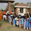 Poojya Swamiji with Children at the CIRD main gate