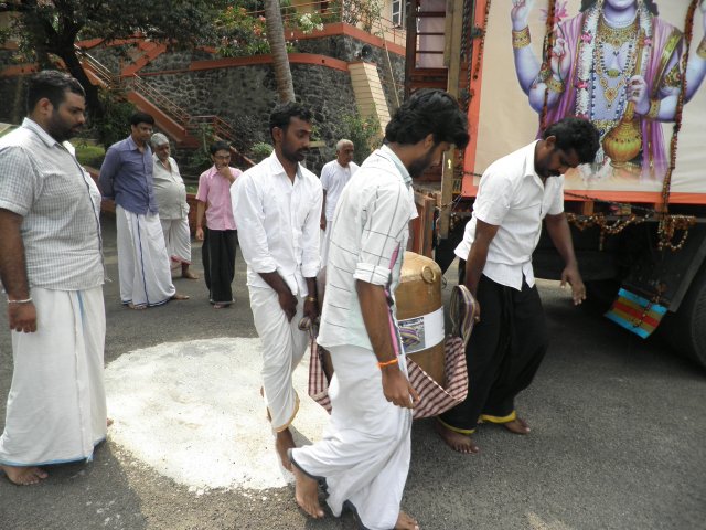 Sacred Gangajal being brought into the Ashram